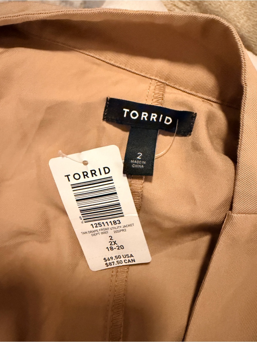 NWT Torrid Tan Drape-Front Trench Jacket - Picture 3 of 7